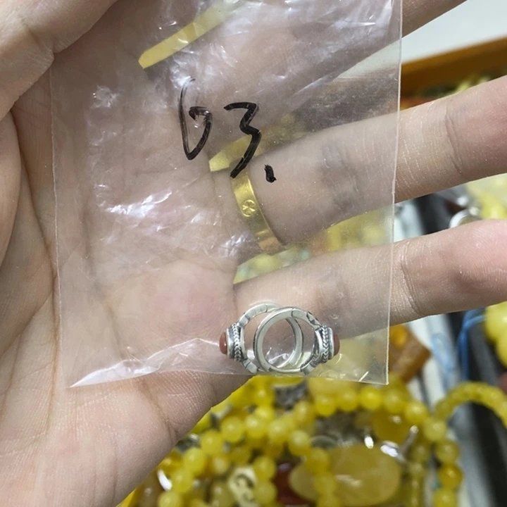 裸石蜜蜡银S925镶嵌耳扣