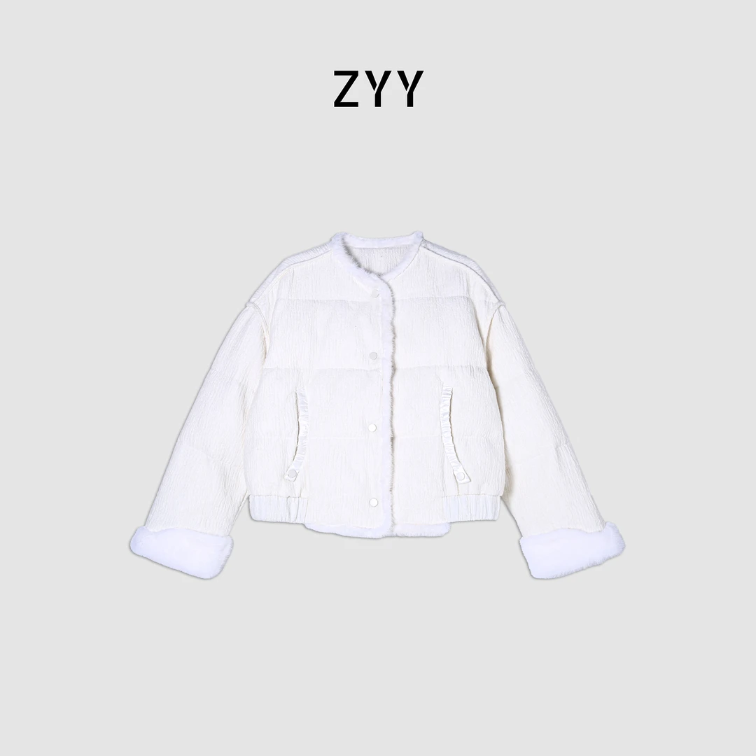 ZYY【冬日白月光】2025S/白色时尚保暖秋冬鹅绒羽绒服X25DYRF06102