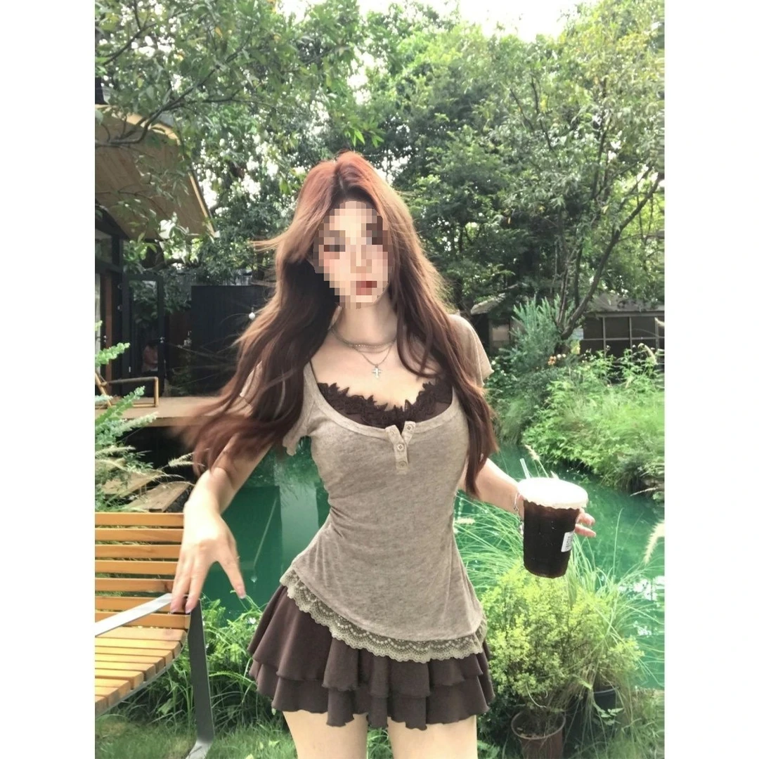 【运补4-9米】短款修身纯欲风小众法式蕾丝镂空显瘦包臀性感连衣裙