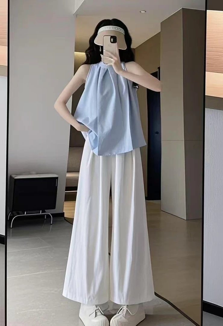 Hotend【运费险】2025新款爆款夏季宽松显瘦显高休闲阔腿白色裤子