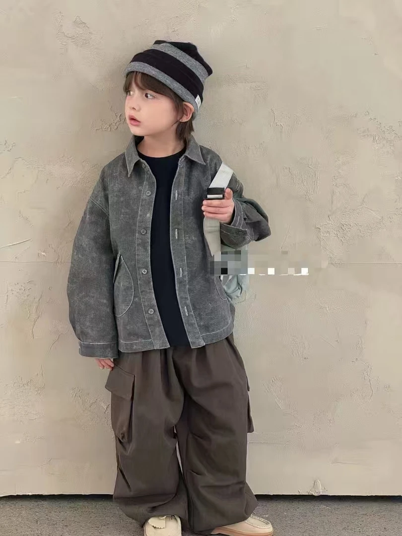 直播扣号链接2025秋季韩版背带拼色男童