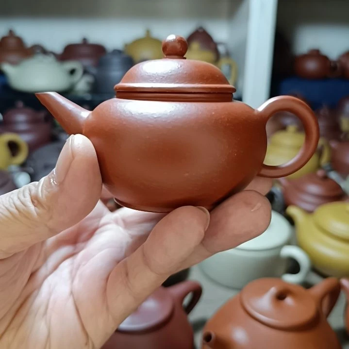 紫砂茶盘原矿红降坡水平内推130cc半手工