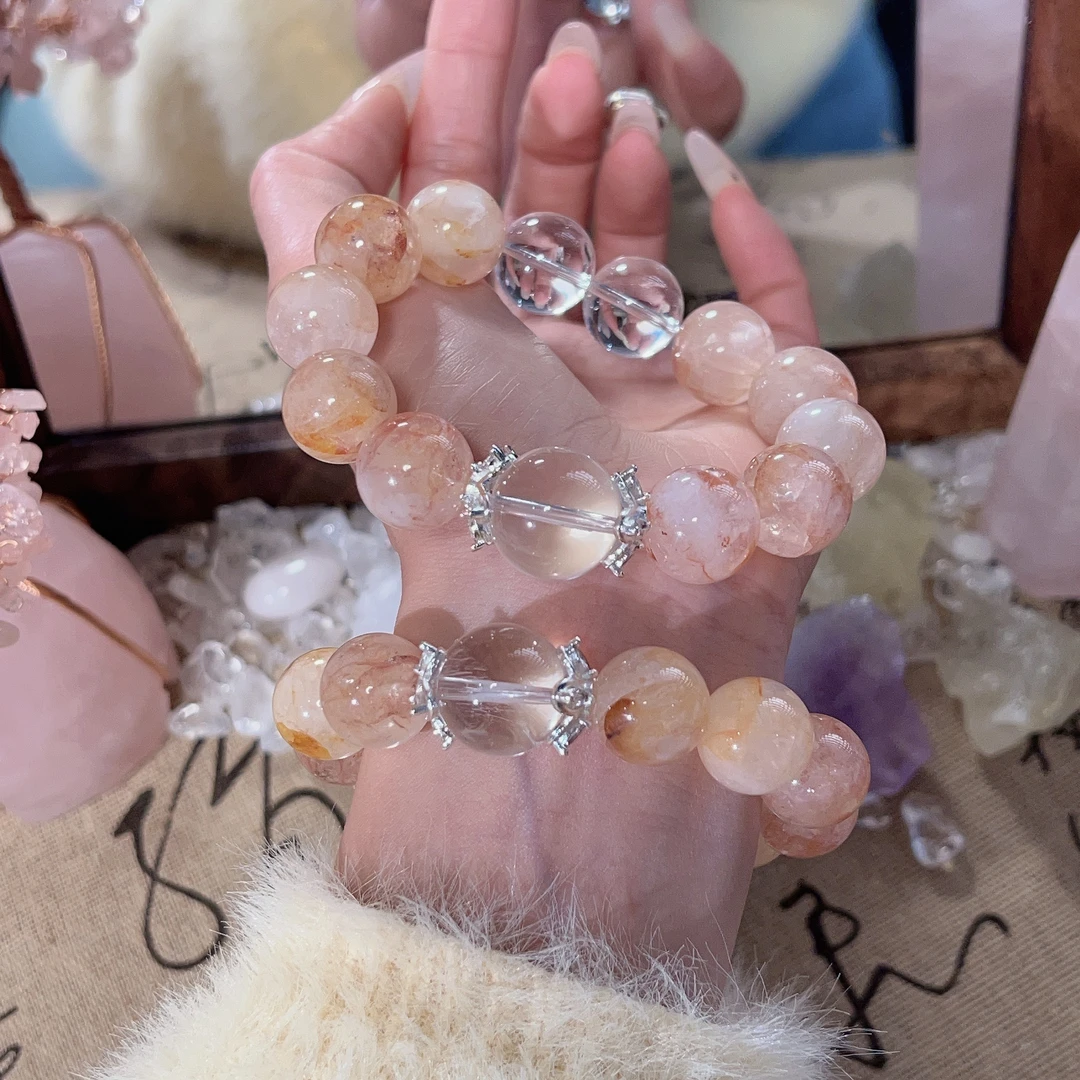 【好运锦鲤plus】14m锦鲤胶花+白水晶手串原创设计天然水晶Y70