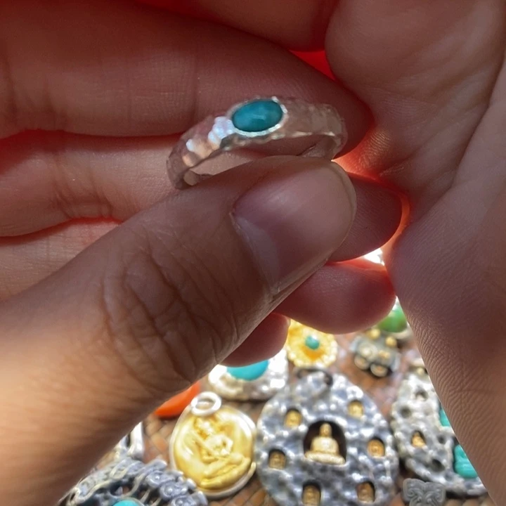 绿松石戒指银S925镶嵌