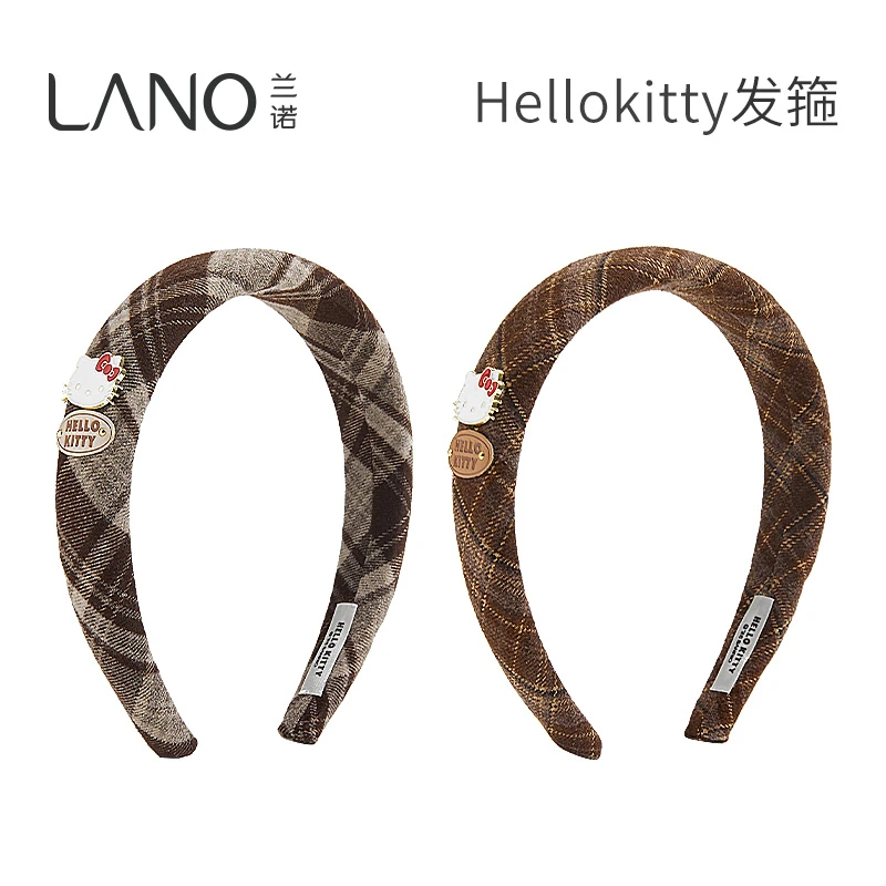 兰诺【商场同款】HelloKitty正版授权格纹发箍秋冬高级感日常头饰