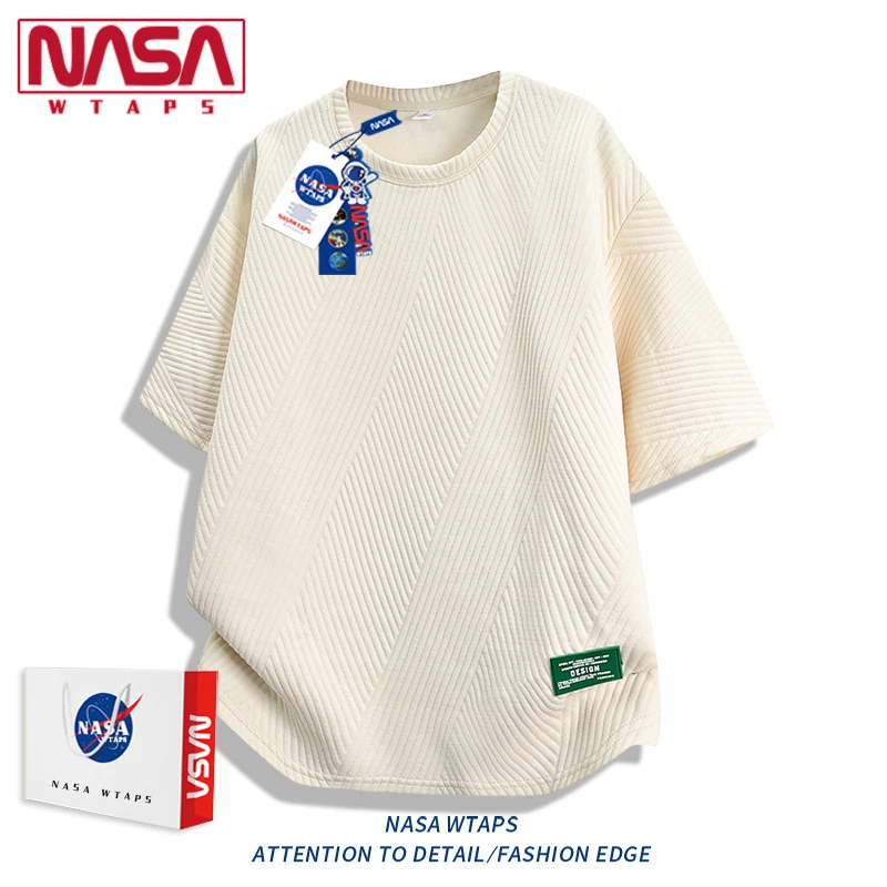 NASA WTAPS华夫格短袖T恤男款夏季新款简约纯色宽松休闲半袖体恤