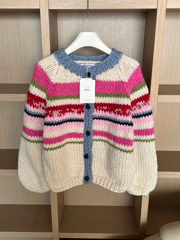 慕斯千层 纯手工针织毛衣开衫百搭上衣休闲时尚