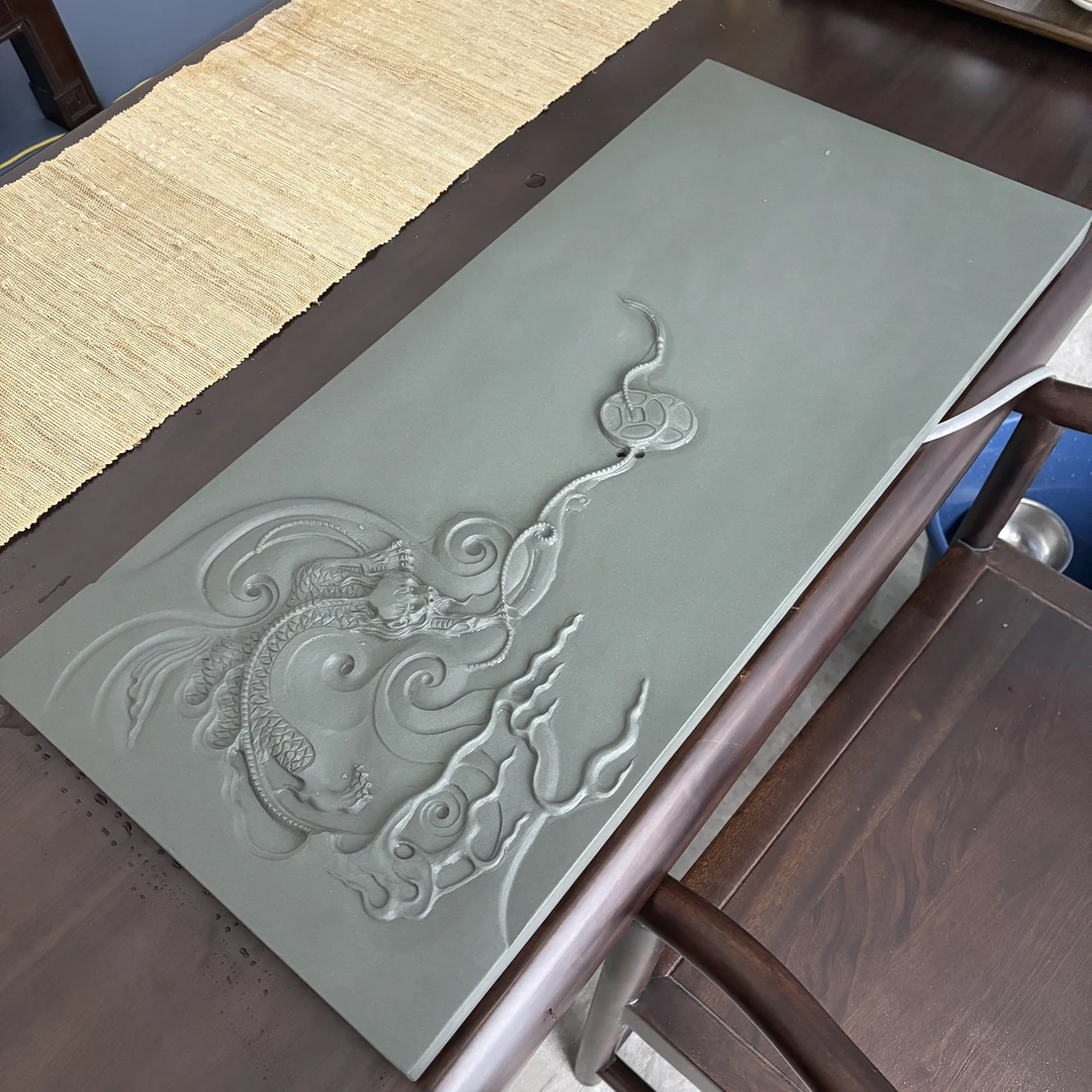 天然石茶盘手工雕刻天罗绿家用办公客厅