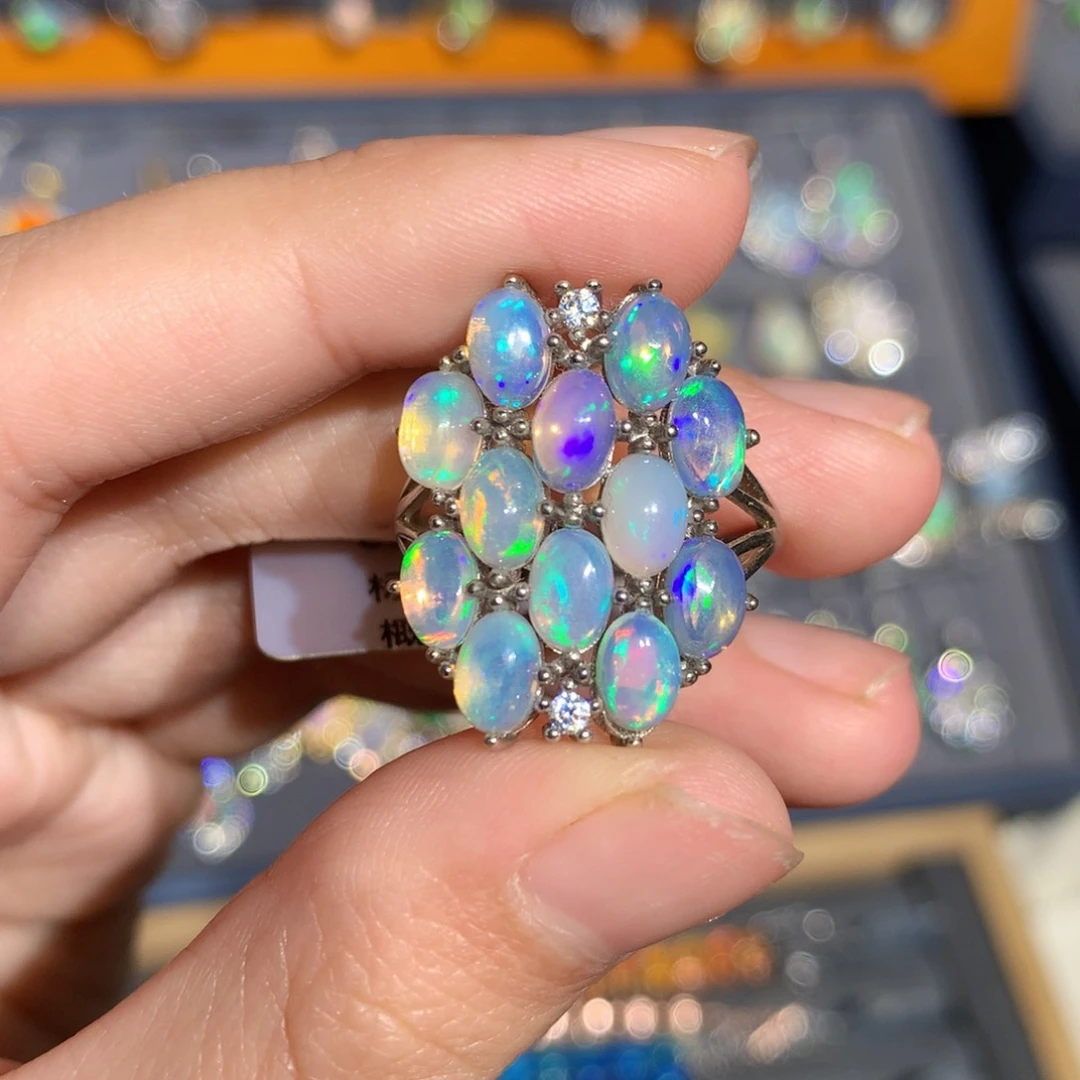 银S925镶嵌欧泊欧泊戒指y