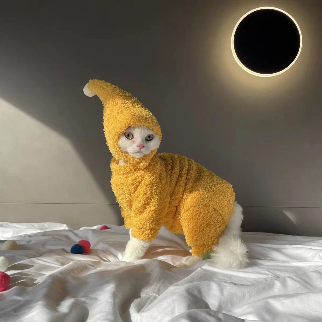 秋冬新款猫咪保暖加厚加绒云朵柔软防掉毛斯芬克斯无毛猫宠物衣服