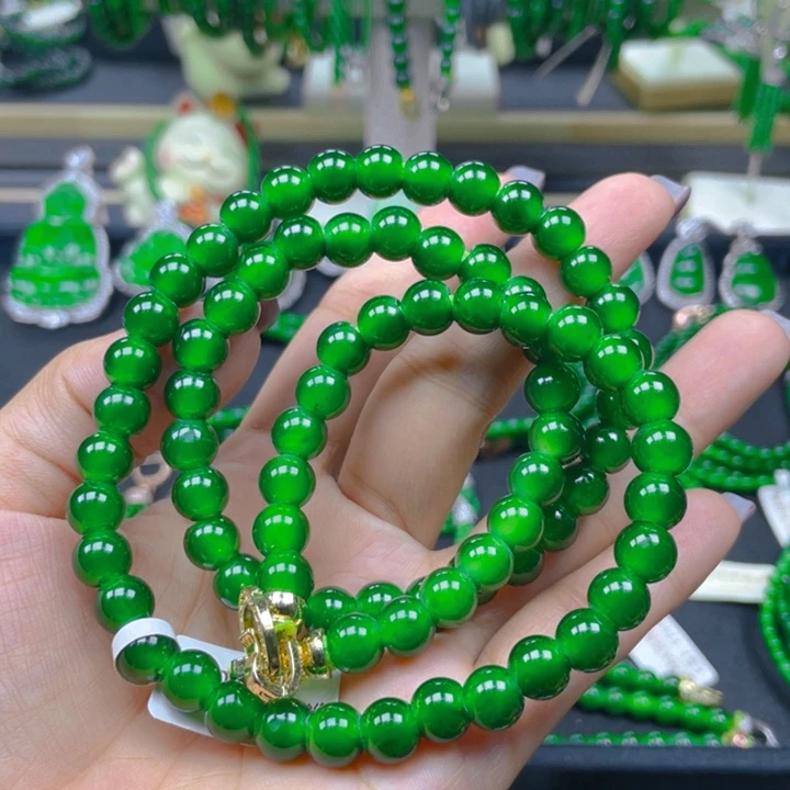 翡翠未镶嵌颈饰毕业款帝王绿8项链