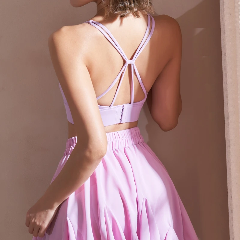 seven polyphylla性感细带瑜伽背心固定胸垫高度聚拢防震运动内衣