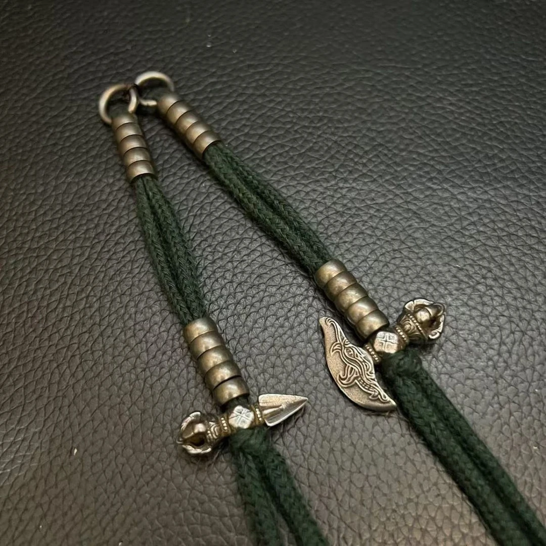 西藏手工寒铁雕刻藏式侧挂配饰diy配件文玩卡子配串