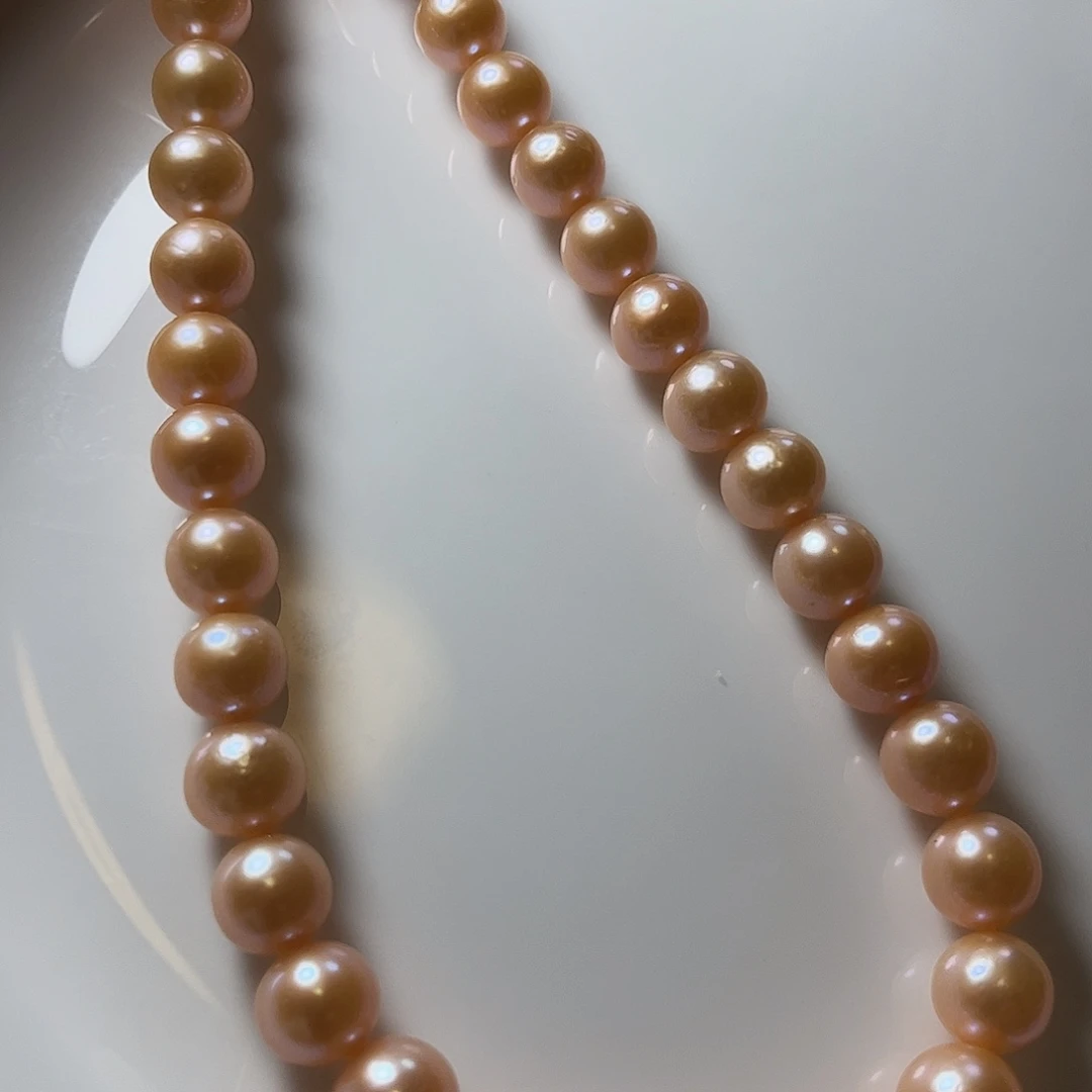 未镶嵌颈饰淡水珍珠8.8-10.6中国红肉眼正圆