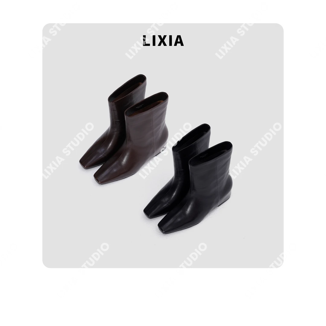 LIXIA【心尖】街头个性十足气质设计款植鞣牛皮靴子-D10170