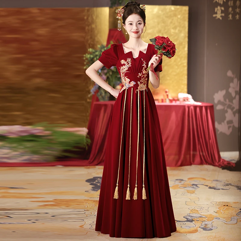 大码敬酒服新娘2025新款胖mm订婚结婚回门礼服女高级感婚礼轻奢秋