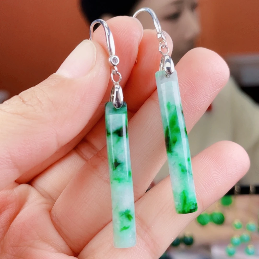 翡翠银S925镶嵌耳饰