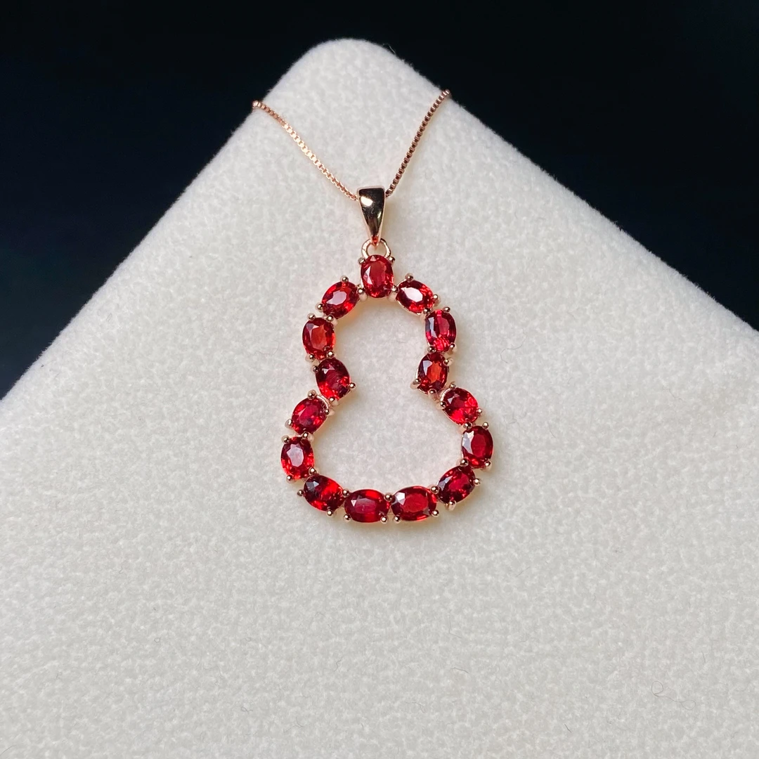 S925银 天然彩色蓝宝石吊坠 时尚大气 福禄双全