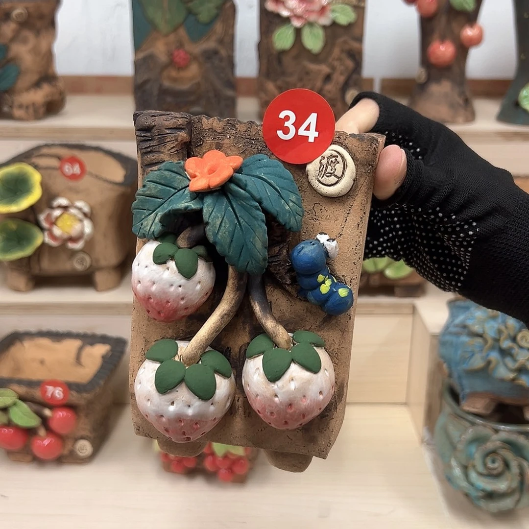 紫砂花盆34号内口8.5外高16
