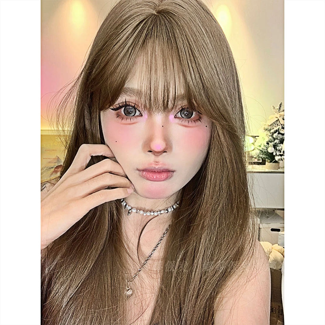 娜莓【古早Baby】蜜茶亚麻长直发减龄百搭自然显白网感女全头套假发