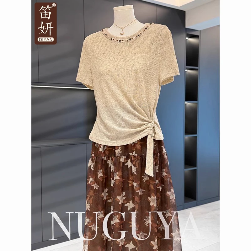 时尚洋气妈妈装雪纺连衣裙女套装夏装新款显瘦气质中年裙子两件套