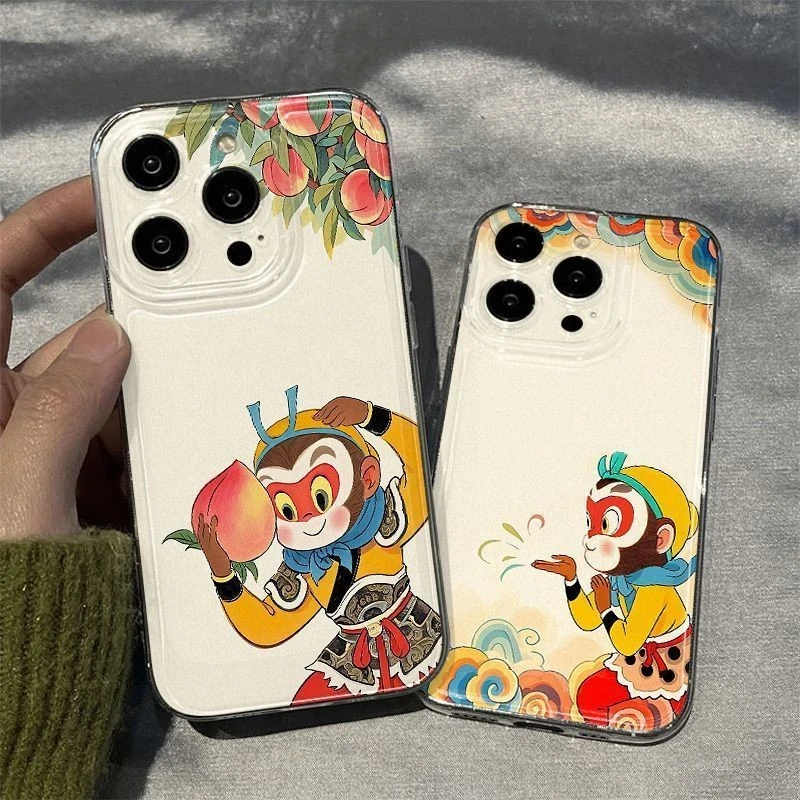 猴子偷桃太空壳适用于苹果iPhone15苹果16promax可爱14手机壳13