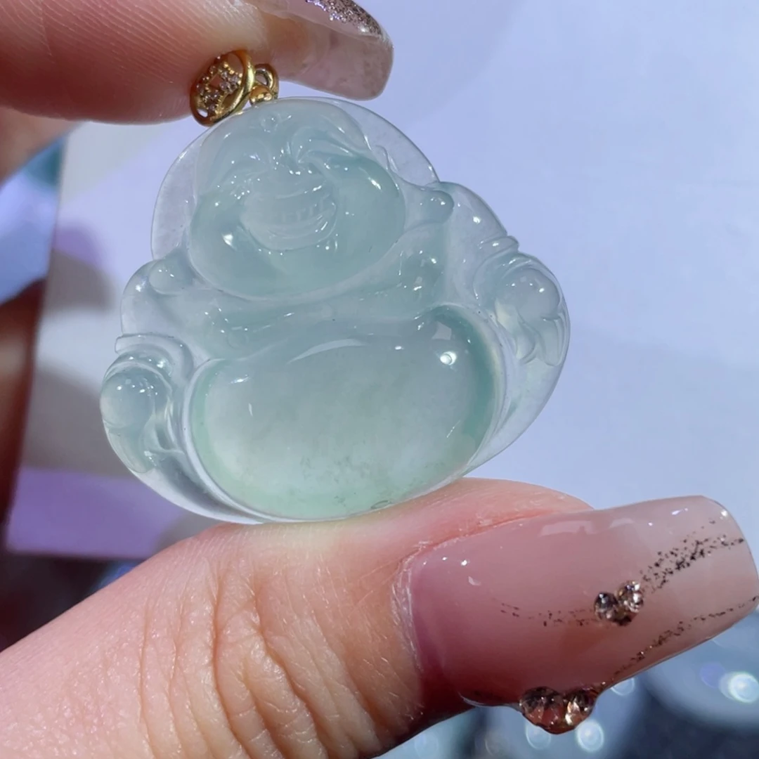 翡翠颈饰18K金镶嵌佛公