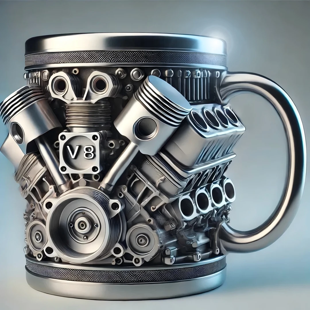 创意发动机V8V6发动机创意马克杯不锈钢树脂工艺设计杯子立体摆件