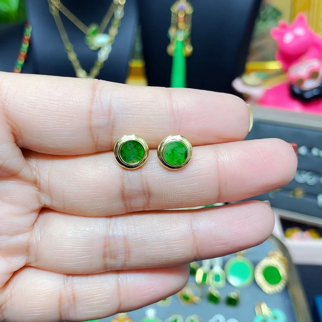 翡翠银S925镶嵌耳饰翡翠