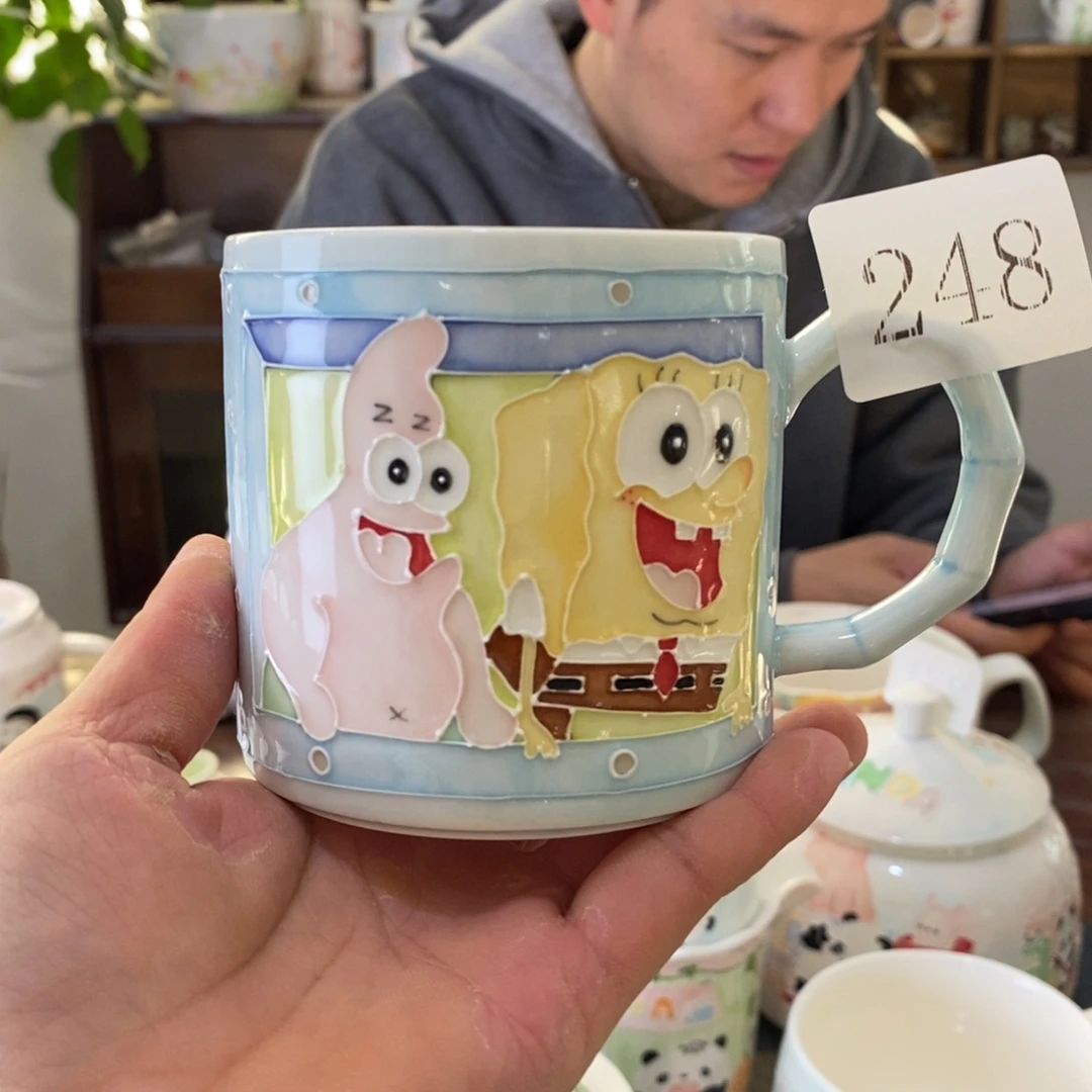 瓷片景德釉下彩手绘