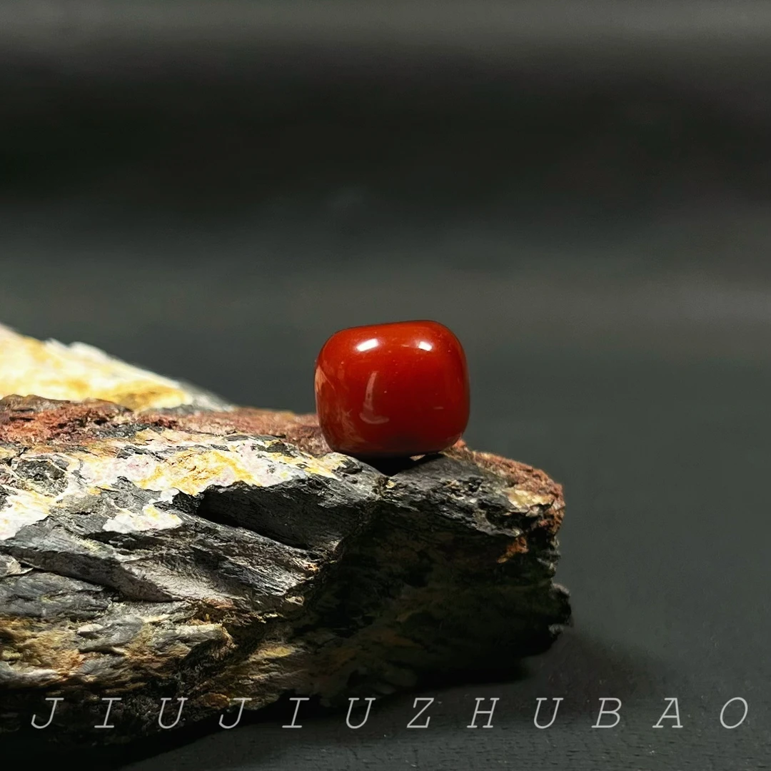 【九玖】L9035天然南红玛瑙牛血红老型桶珠约13mm手串配珠 【一颗装】