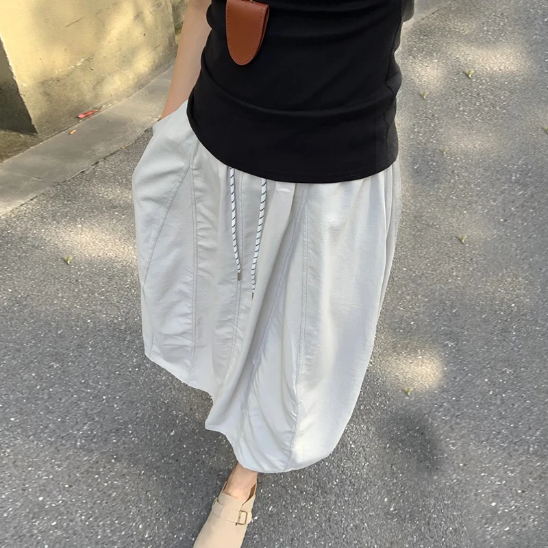 小个子休闲花苞半身裙女2025夏季新款显瘦简约巨好看a仔裙南瓜裙