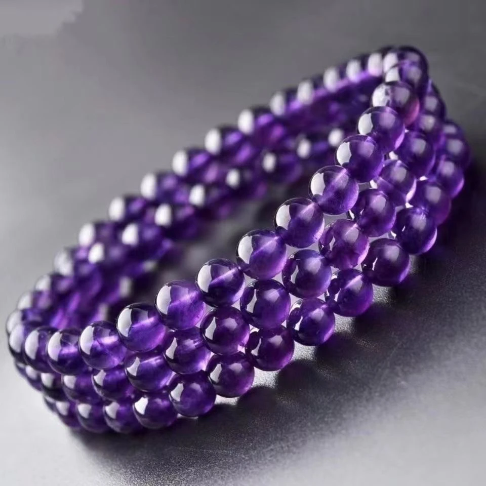 天然水晶紫水晶三圈手串项链时尚穿搭女神必备