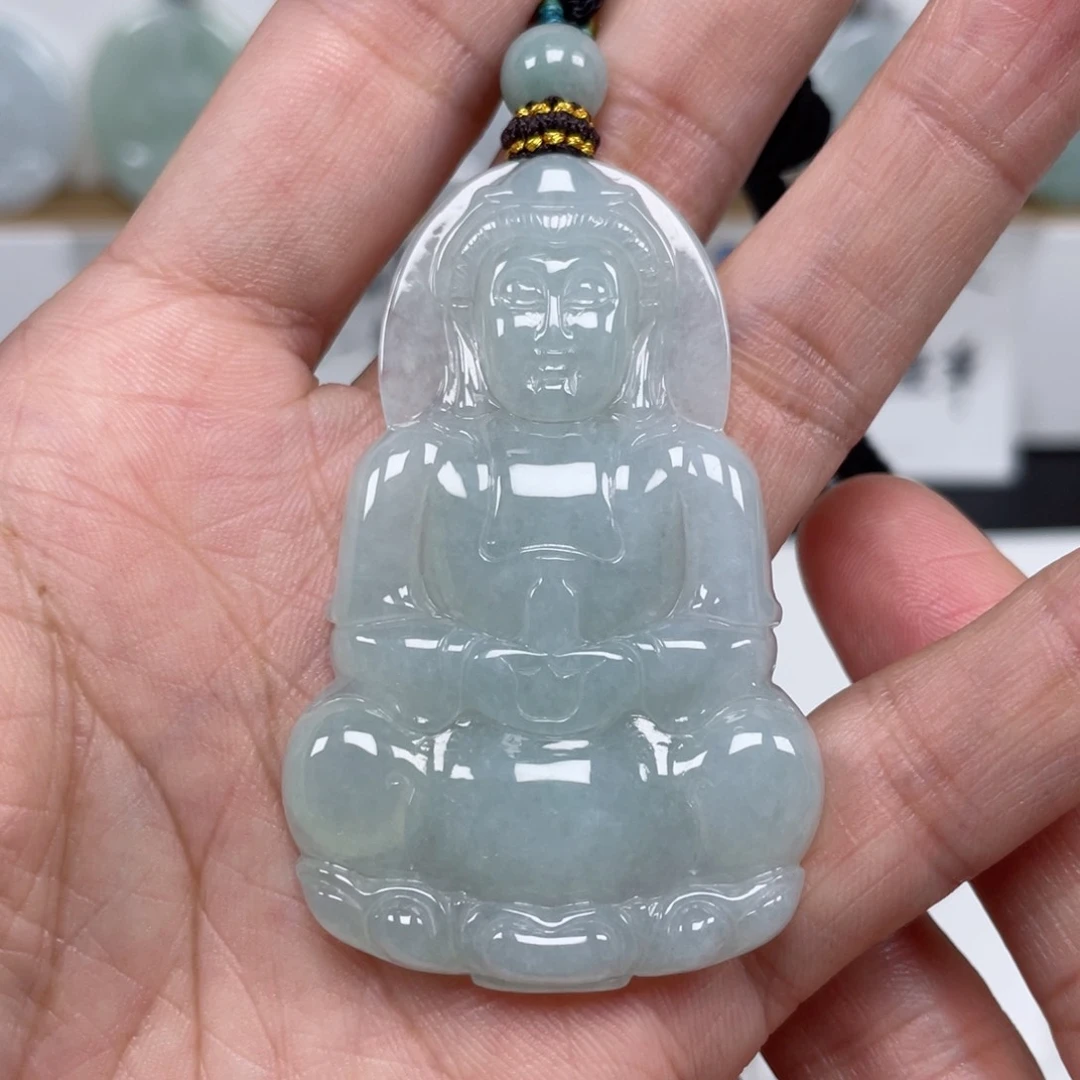 翡翠颈饰未镶嵌天然翡翠A货观音69号