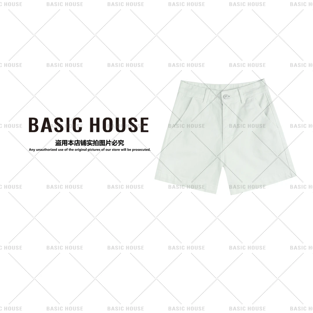 【Basic House/百家好】无弹休闲百搭A字阔腿牛仔短裤 B1175B52762