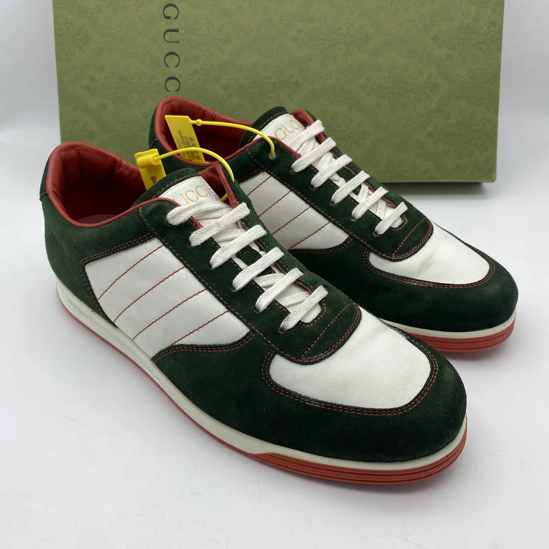 95新 GUCCI/古驰 /41欧码 二手男款1984系列白绿拼接休闲时尚板鞋