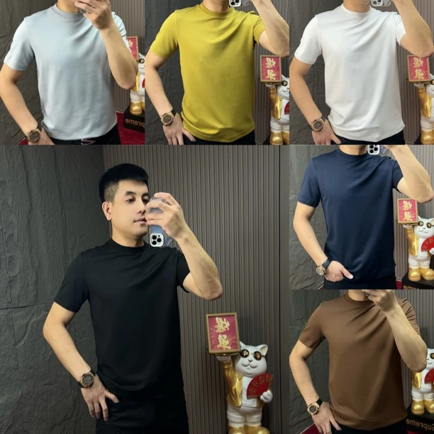 8869#短袖圆领修身男士夏季简约翻领T恤t恤简约