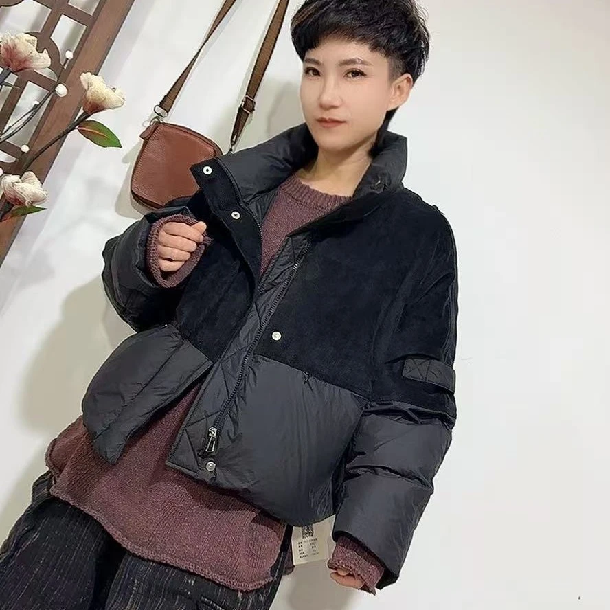 9901灯芯绒拼接短款羽绒服（新国标70）