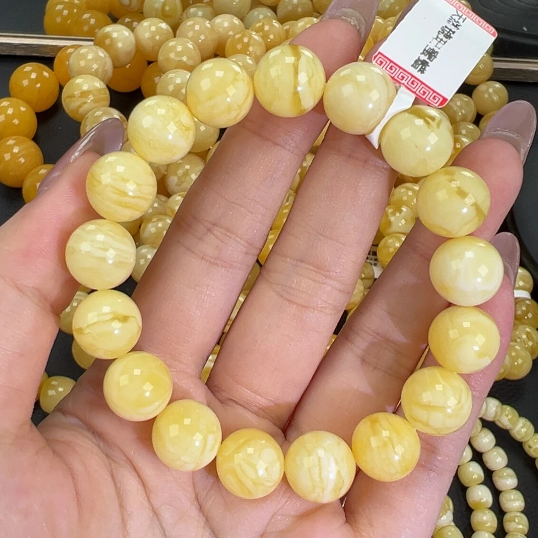 琥珀未镶嵌手链17.8白蜡妖花