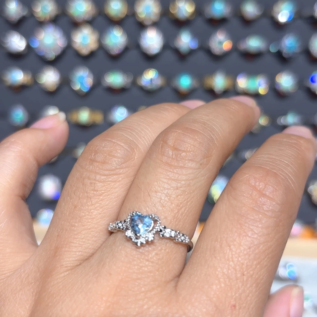 托帕石戒指银S925镶嵌