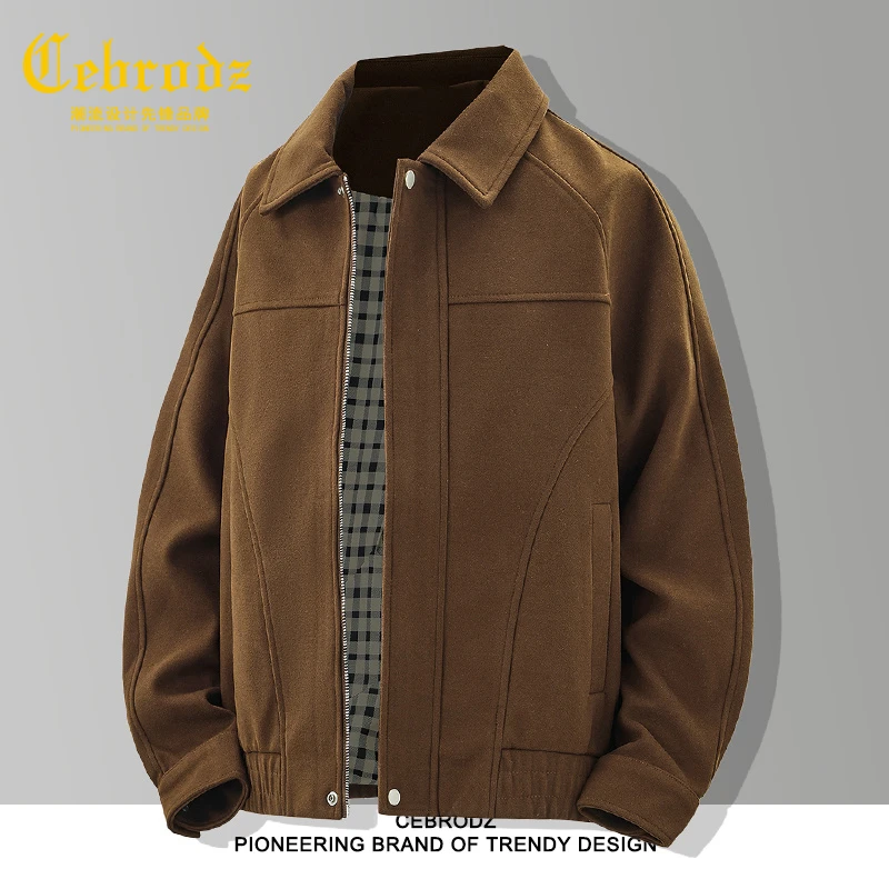 法国Cebrodz美拉德复古翻领夹克男士秋季新款宽松休闲美式外套男