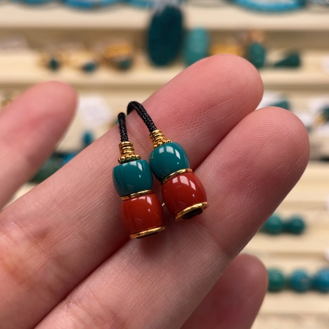 18K金镶嵌绿松石珠宝奇石弟子珠