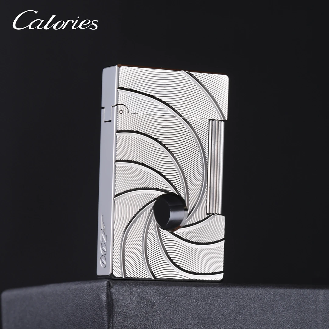 正品卡路【007特工银色】钢音朗声侧打明火砂轮充气打火机