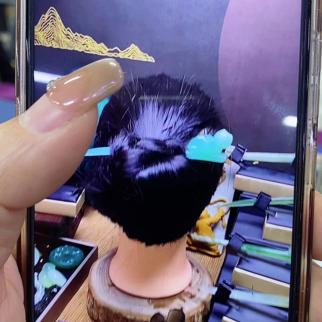 蛇纹石玉发簪未镶嵌阳**月