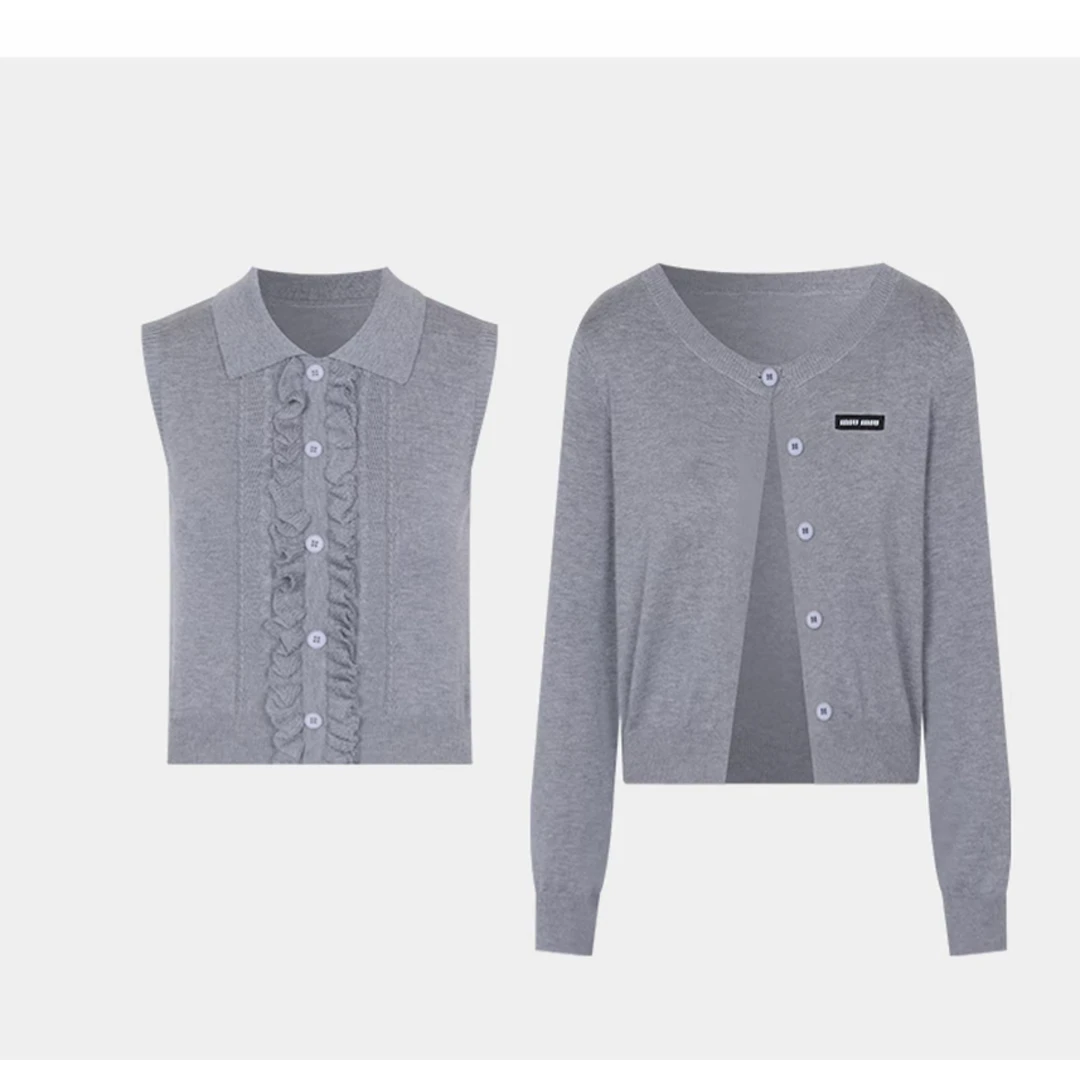 运补6-8【秋日书信】新款上新秋季时尚气质高级两件套针织上衣