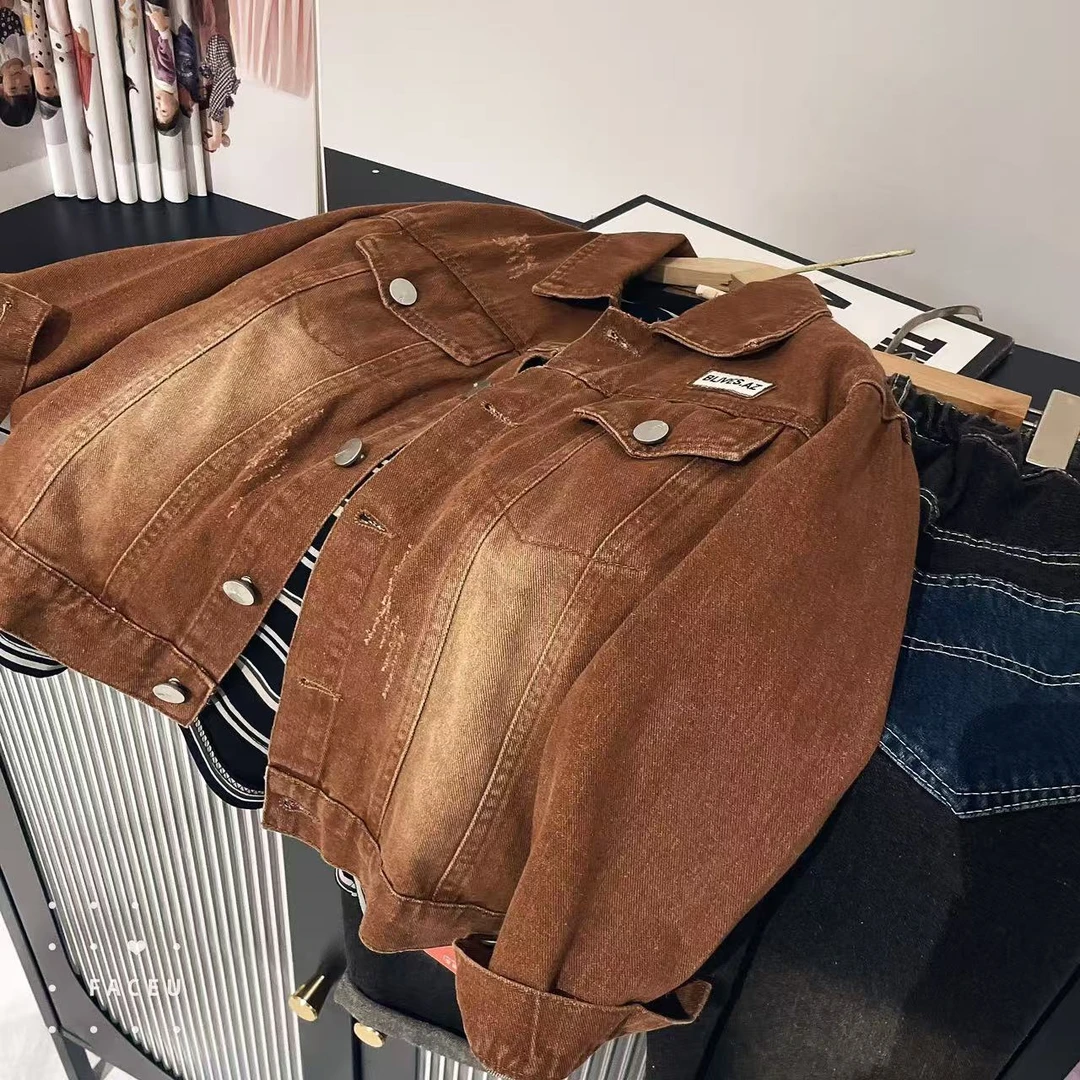 502026《现》韩版男童女童休闲舒适时尚春款牛仔衬衫外套