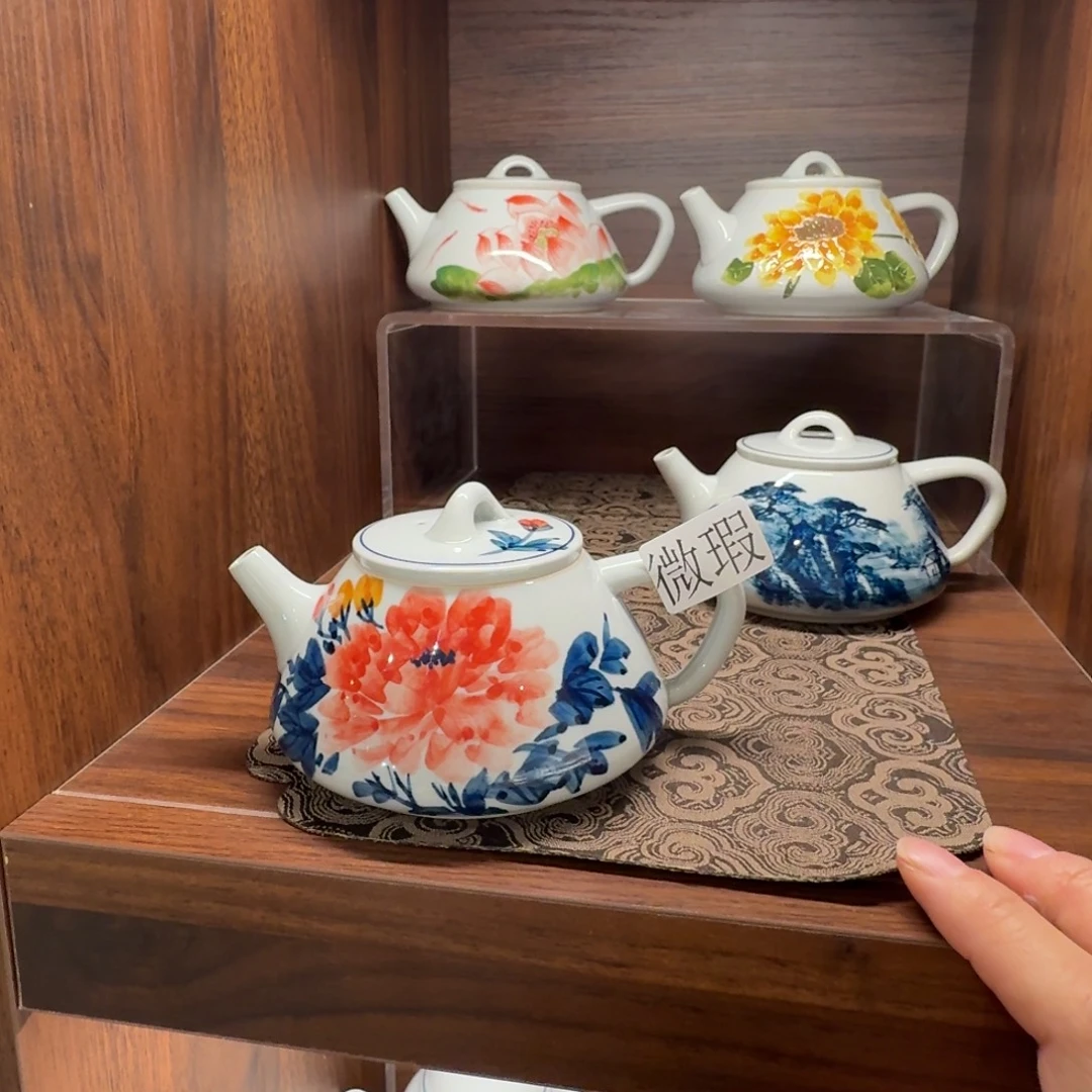 釉下手绘茶具微瑕