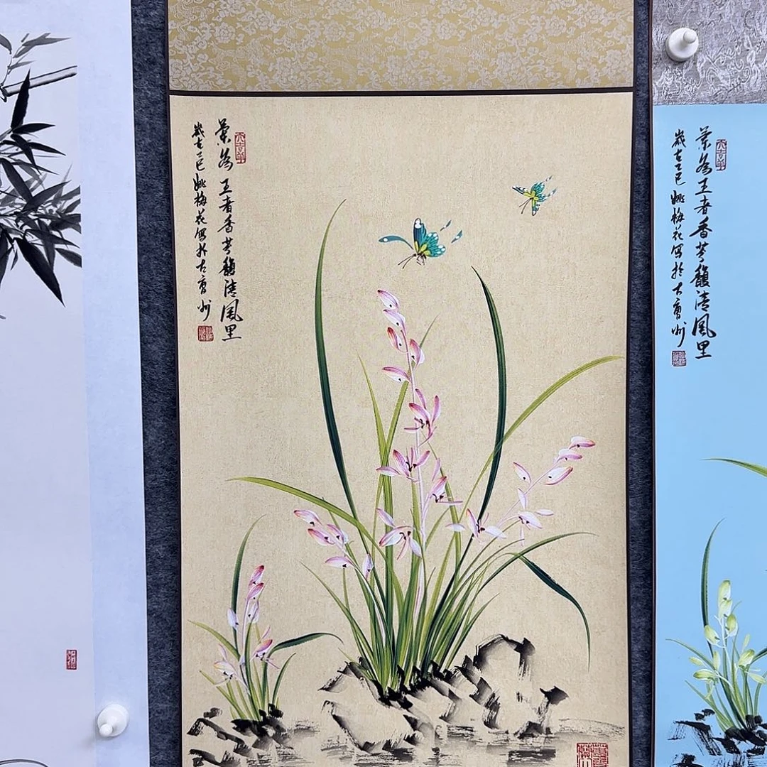 国画国画立体兰花作品