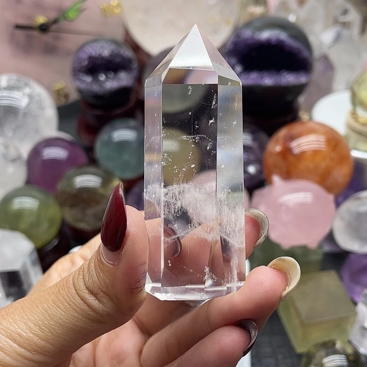 琦***6珠宝半成品未镶嵌水晶46蓝针白水晶柱