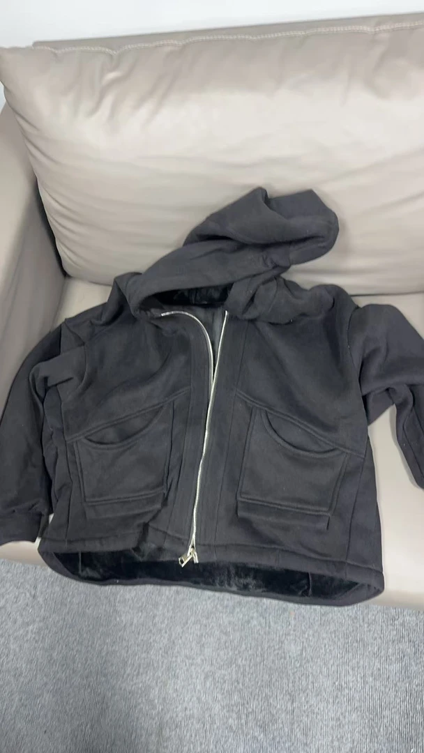 0677冬款新款时尚休闲气质百搭棒球领纯色宽松外套